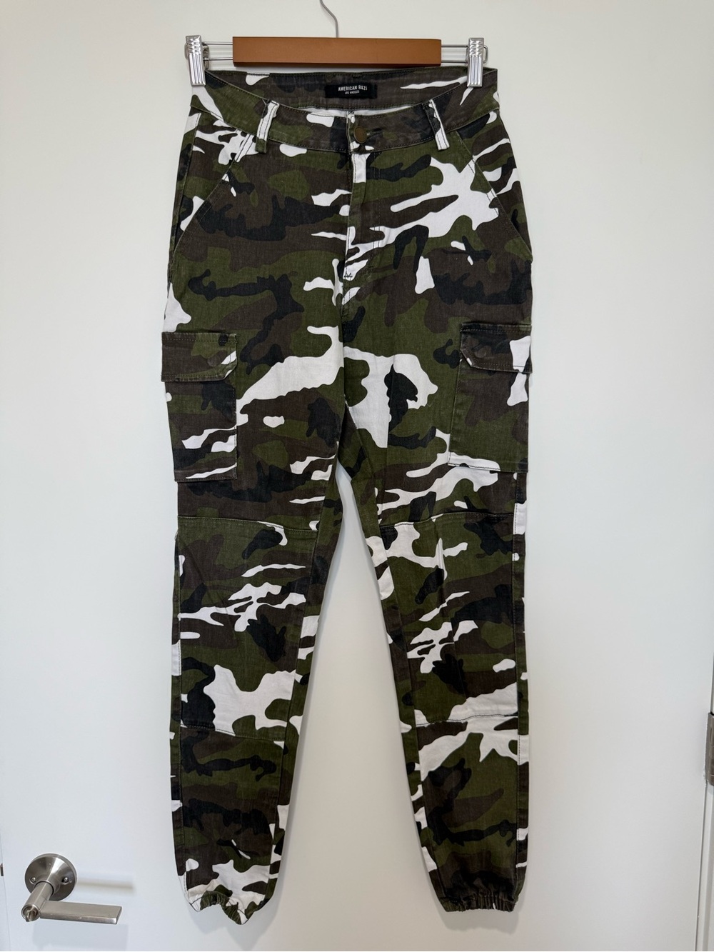 American Bazi Green and White Camo Cargo Pants